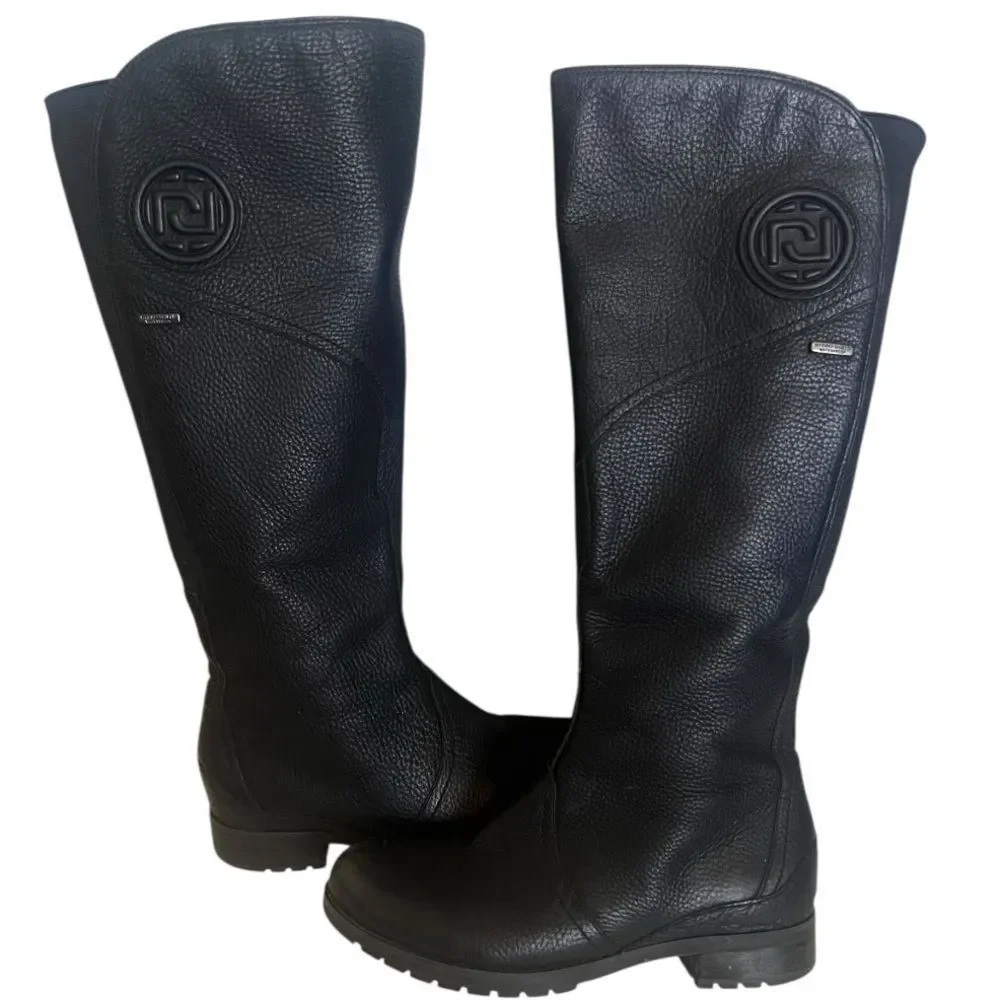 Rockport Tristina Gore Black Waterproof Hydro Shield KneeHigh Leather Boots 5.5